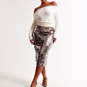 NWT Abercrombie and Fitch high rise sequin midi skirt. Size medium tall.